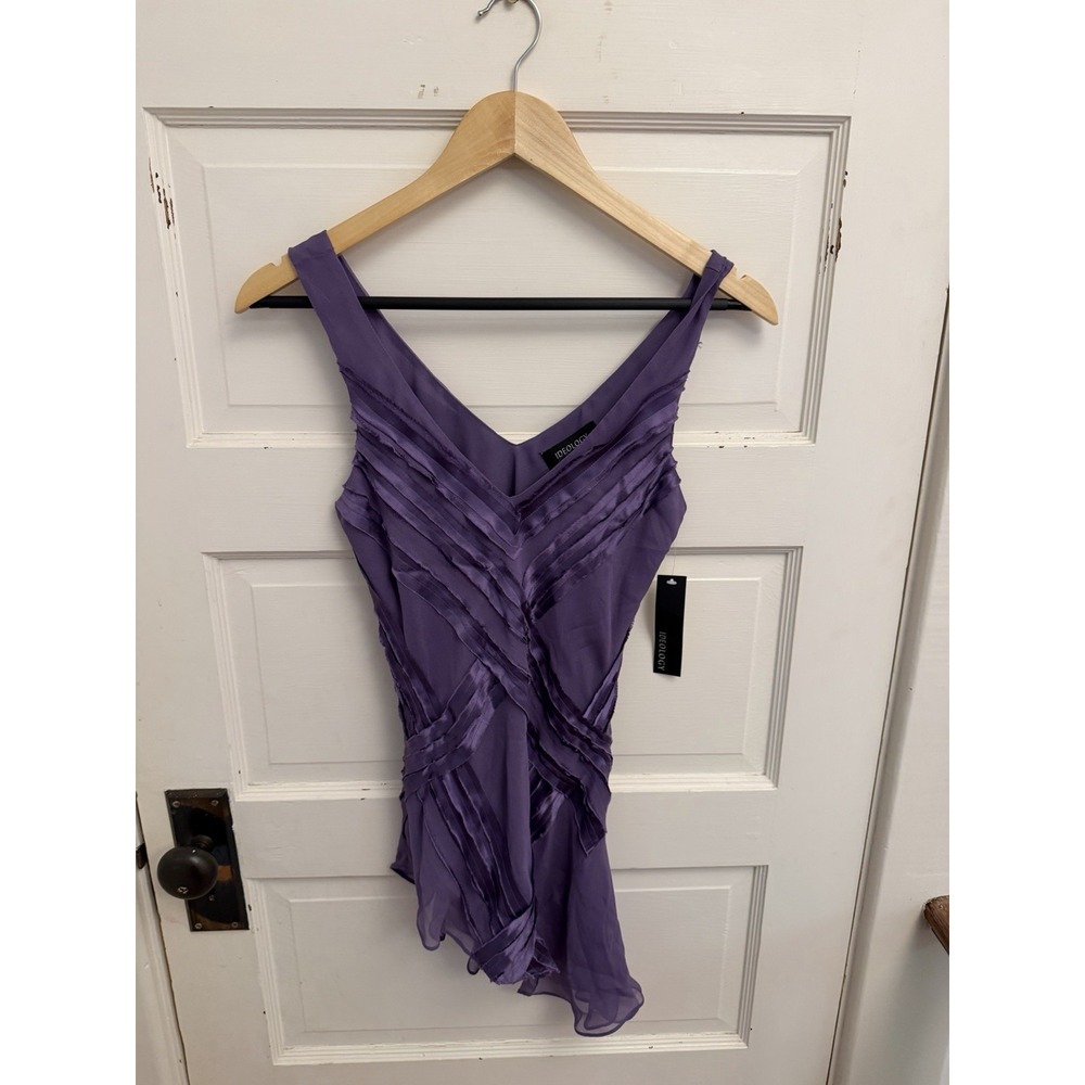 Ideology Women's Purple Silk Ribbon Tank Assymetrical Glam Y2K Size Small New